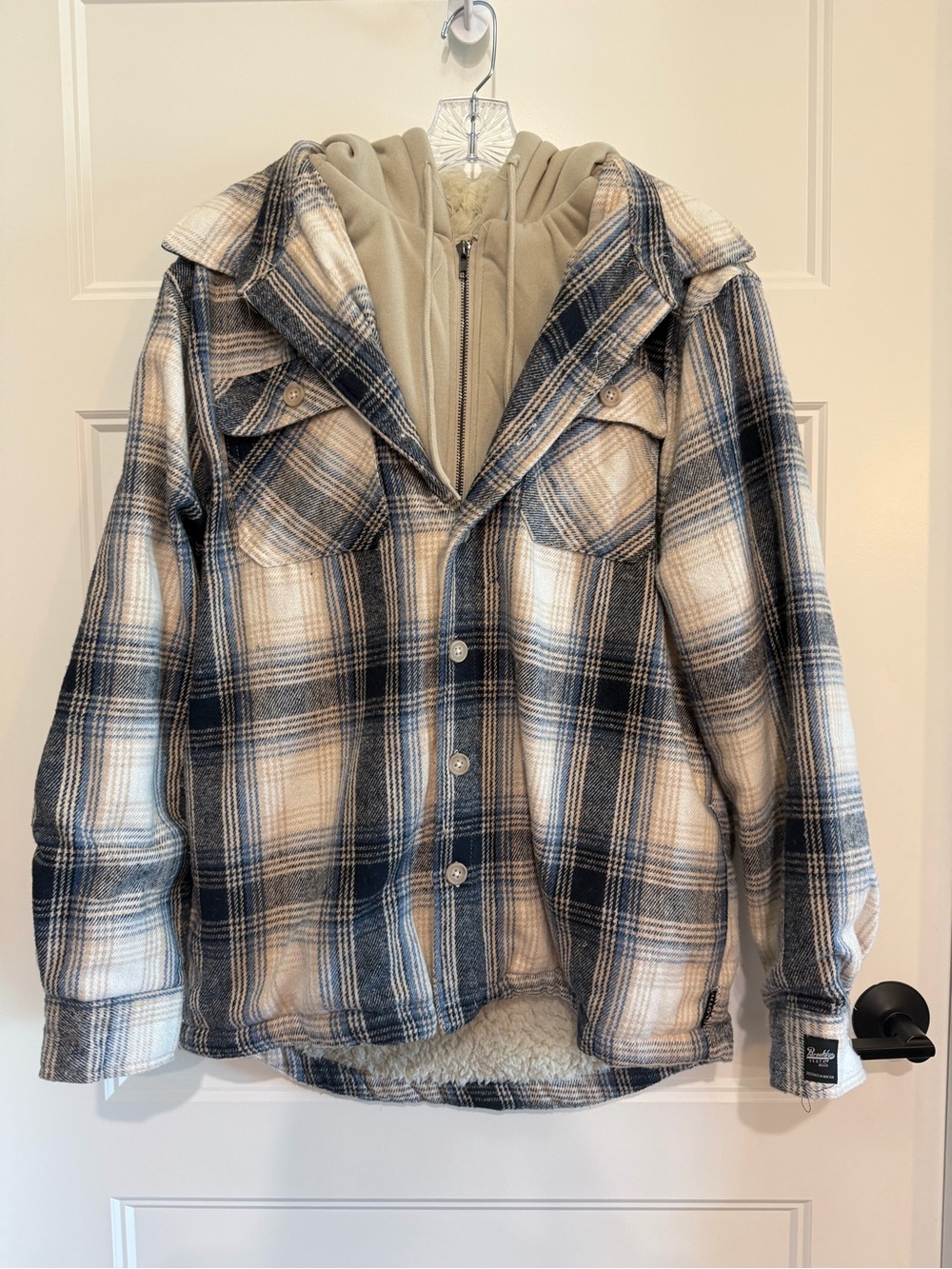 Brooklyn Cloth Men’s M Sherpa Lined Plaid Hooded Shacket